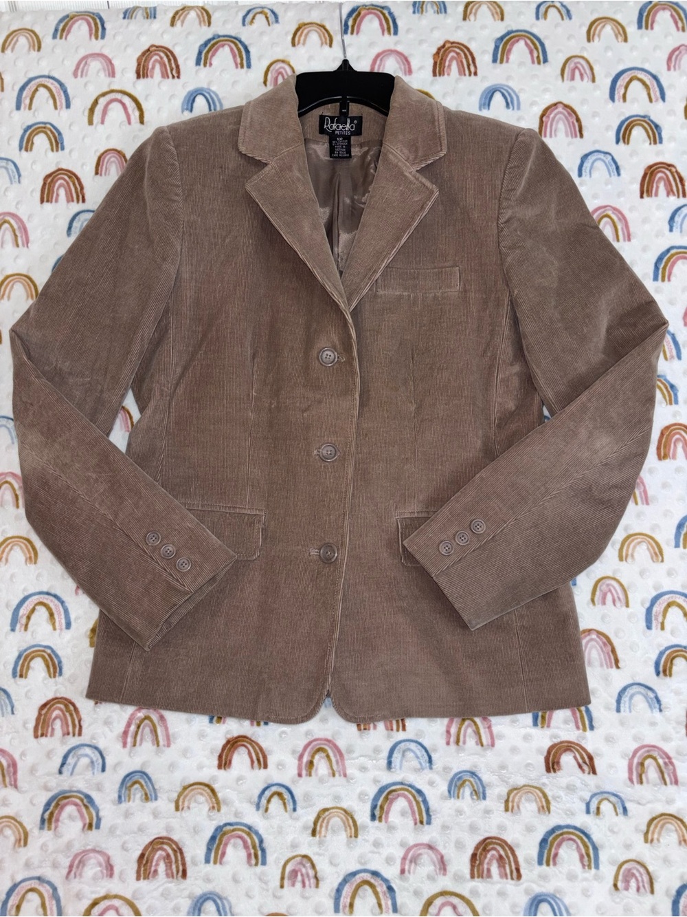 Rafaella Vintage Taupe Corduroy Three-Button Blazer 10 Petite